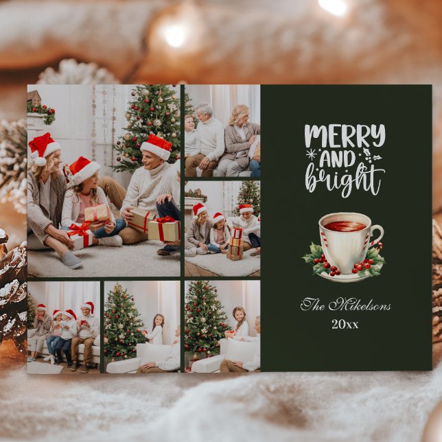 Tarjeta Festiva Vintage Christmas 6 Photos Family Celebration (Subido por el creador)