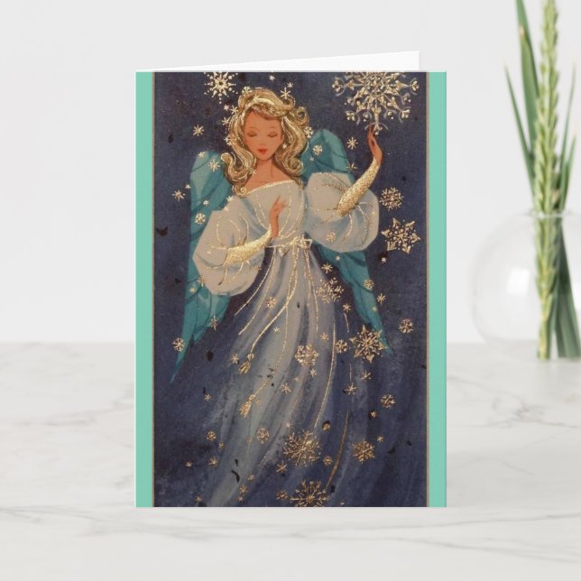 Tarjeta Festiva Vintage Christmas Angel (Anverso)