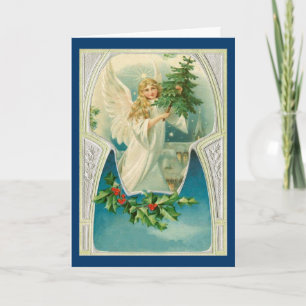 Tarjeta Festiva Vintage Christmas Angel