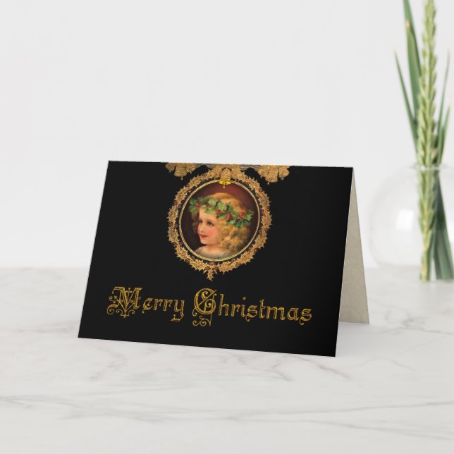 Tarjeta Festiva Vintage Christmas Angel (Anverso)