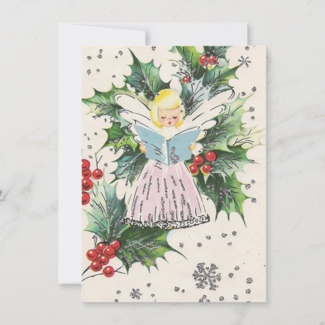 Tarjeta Festiva Vintage Christmas Angel (Anverso)