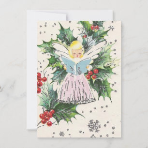 Tarjeta Festiva Vintage Christmas Angel