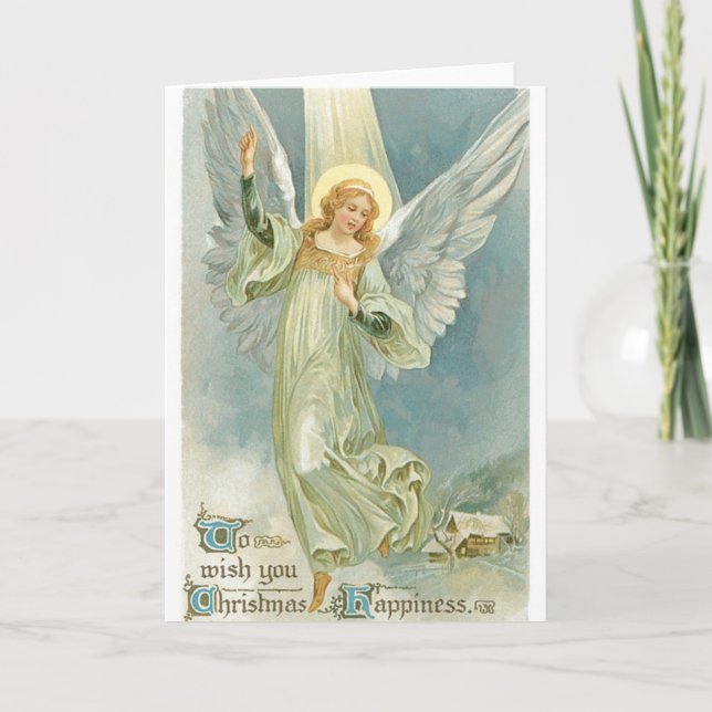 Tarjeta Festiva Vintage Christmas Angel (Anverso)