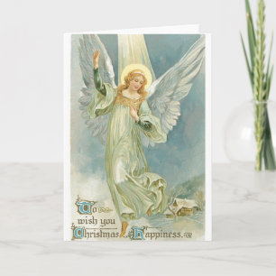 Tarjeta Festiva Vintage Christmas Angel