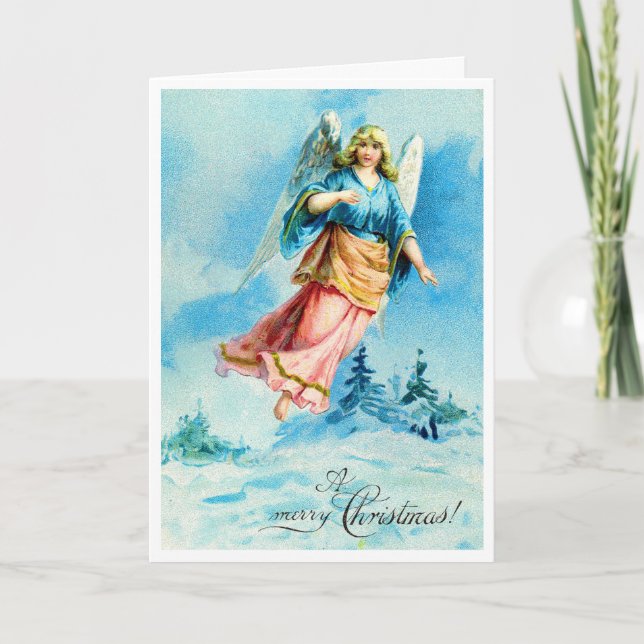 Tarjeta Festiva Vintage Christmas Angel (Anverso)