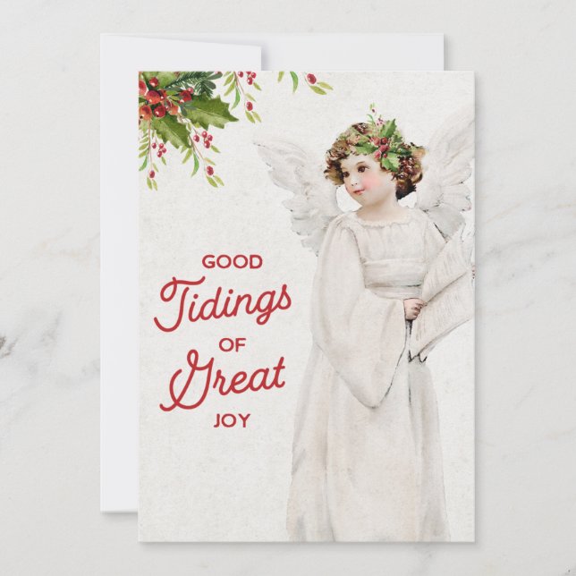 Tarjeta Festiva Vintage Christmas Angel (Anverso)