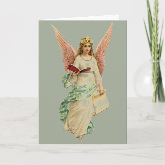 Tarjeta Festiva Vintage Christmas Angel (Anverso)