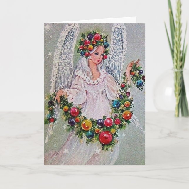 Tarjeta Festiva Vintage Christmas Angel (Anverso)