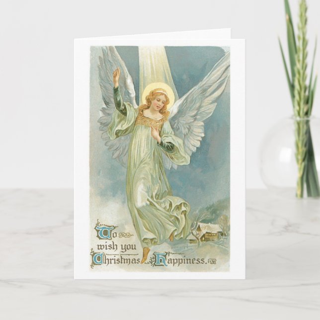 Tarjeta Festiva Vintage Christmas Angel Greeting Card (Anverso)
