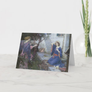 Tarjeta Festiva Vintage Christmas Angels, Anunciación, Waterhouse