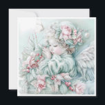 Tarjeta Festiva Vintage Christmas Baby Angel Pastel<br><div class="desc">Elegante tarjeta vintage de bienvenida navideña con un ángel de bebé verde azulado pastel,  rosa y azul. Personalizado en la parte posterior con su mensaje y nombre. Comuníquese conmigo para obtener ayuda con su personalización o para solicitar productos adicionales de correspondencias o coordinación de Zazzle.</div>