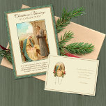 Tarjeta Festiva Vintage Christmas Baby Jesus Festividad Católica<br><div class="desc">Hermosa imagen vintage de la Sagrada Familia,  Jesús María y San José en la Natividad de Jesú. Se pueden modificar todo el texto y las fuentes.</div>