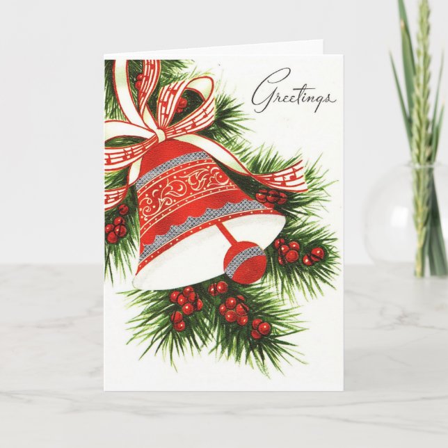 Tarjeta Festiva Vintage Christmas Bell (Anverso)
