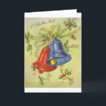 Tarjeta Festiva Vintage Christmas Bells Greeting Card<br><div class="desc">Tarjeta de Navidades Vintage / Retro.  ¡Un deseo de Navidades!  ¡Las campanas de los navidades!</div>
