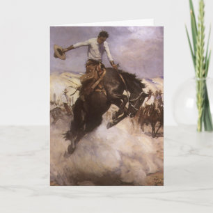 Tarjeta Festiva Vintage Christmas, Breezy Riding de WHD Koerner