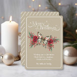 Tarjeta Festiva Vintage Christmas Butterfly Poinsettia<br><div class="desc">Feliz Navidad Vintage Butterfly, tarjeta de vacaciones de Poinsettia. Difunde la magia de la temporada navideña con nuestra vintage tarjeta de mariposa navideña. Este diseño atemporal combina la elegancia de la naturaleza con la calidez de las tradiciones vacacionales. Personalice su nombre(s) familiar(s) y su propio saludo o permiso tal como...</div>