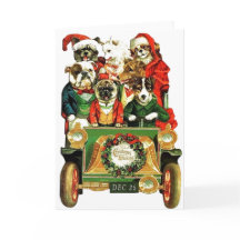 Vintage Christmas Car con perros
