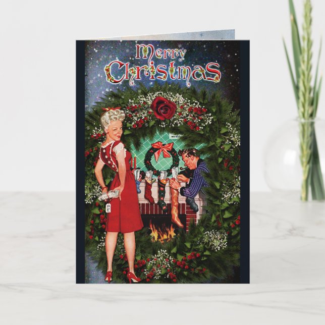 Tarjeta Festiva Vintage Christmas Card (Anverso)
