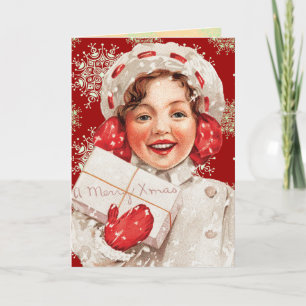 Tarjeta Festiva Vintage Christmas Card