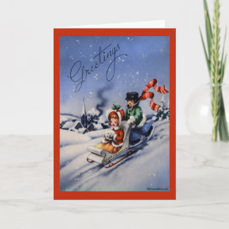 Tarjeta Festiva Vintage Christmas Card