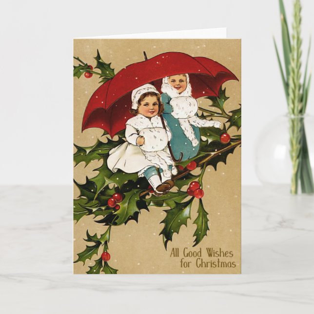 Tarjeta Festiva Vintage Christmas Card (Anverso)