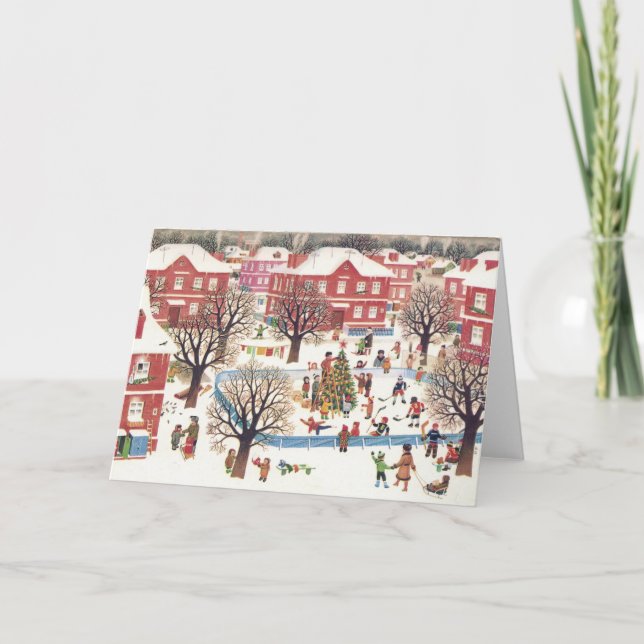 Tarjeta Festiva Vintage Christmas Card | Aldea Cute Snowy (Anverso)