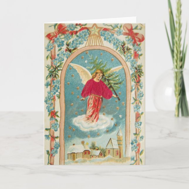 Tarjeta Festiva Vintage Christmas Card | Ángel (Anverso)