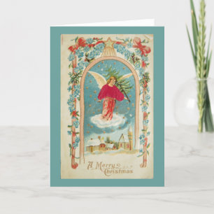 Tarjeta Festiva Vintage Christmas Card   Ángel