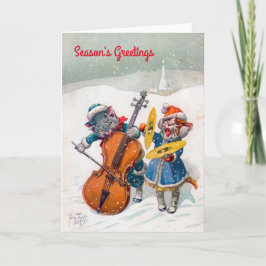 Tarjeta Festiva Vintage Christmas Card, Arthur Thiele Cats