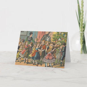 Tarjeta Festiva Vintage Christmas Card   Baile fiesta de Navidades
