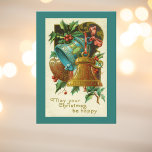 Tarjeta Festiva Vintage Christmas Card | campanas de navidades<br><div class="desc">Tarjeta de Navidades victorianos de época que le hará reír y sonreír. Estas tarjetas de felicitación de navidades de estilo victoriano le dan un encanto de Navidad del siglo XIX y un estilo de época victoriana a sus deseos de Holliday.</div>