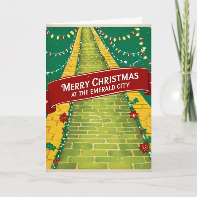Tarjeta Festiva Vintage Christmas Card Emerald City (Anverso)