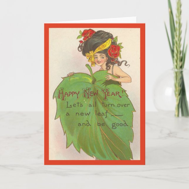 Tarjeta Festiva Vintage Christmas Card | Feliz año nuevo (Anverso)