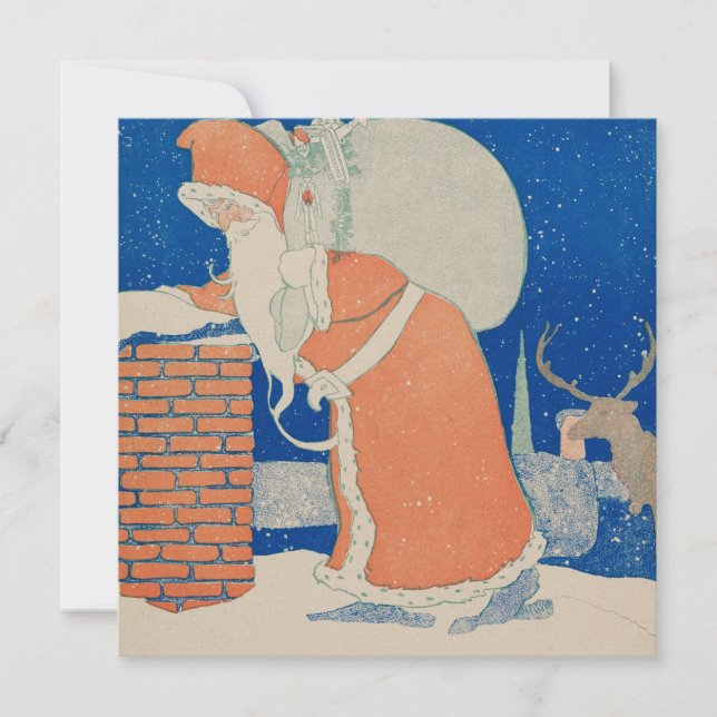 Tarjeta Festiva Vintage Christmas Card | Feliz Santa (Anverso)