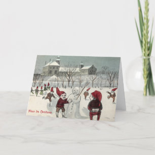 Tarjeta Festiva Vintage Christmas Card   Glædelig Jul Noruega
