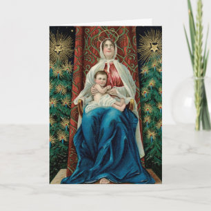 Tarjeta Festiva Vintage Christmas Card Madonna y Child