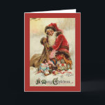 Tarjeta Festiva Vintage Christmas Card | Santa con regalos<br><div class="desc">Tarjeta de Navidades victorianos de época que le hará reír y sonreír. Estas tarjetas de felicitación de navidades de estilo victoriano le dan un encanto de Navidad del siglo XIX y un estilo de época victoriana a sus deseos de Holliday.</div>
