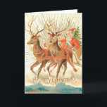 Tarjeta Festiva Vintage Christmas Card | Santa y sus renos<br><div class="desc">Tarjeta de Navidades victorianos de época que le hará reír y sonreír. Estas tarjetas de felicitación de navidades de estilo victoriano le dan un encanto de Navidad del siglo XIX y un estilo de época victoriana a sus deseos de Holliday.</div>