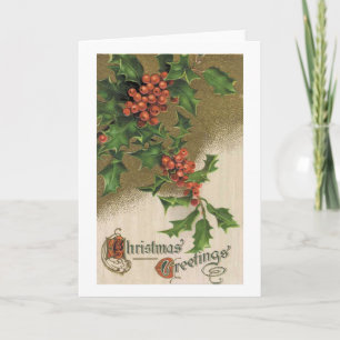 Tarjeta Festiva Vintage Christmas Card - Victoria Holly