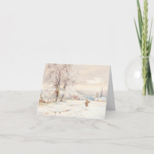 Tarjeta Festiva Vintage Christmas Card WINTER LANDSCAPE (c. 1860)