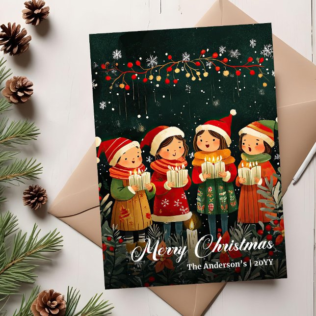Tarjeta Festiva Vintage Christmas Carols Classic Greeting Card (Vintage Christmas Carols Classic Greeting Card)