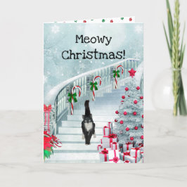 Tarjeta Festiva Vintage Christmas Cat Holiday Card