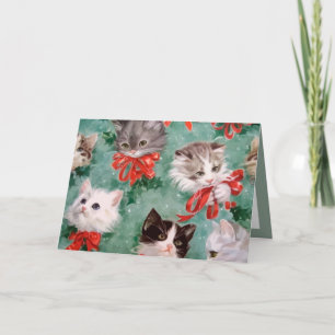 Tarjeta Festiva Vintage Christmas Cats