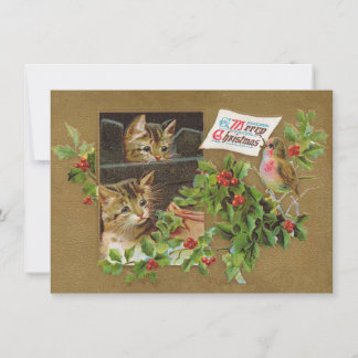 Tarjeta Festiva Vintage Christmas Cats