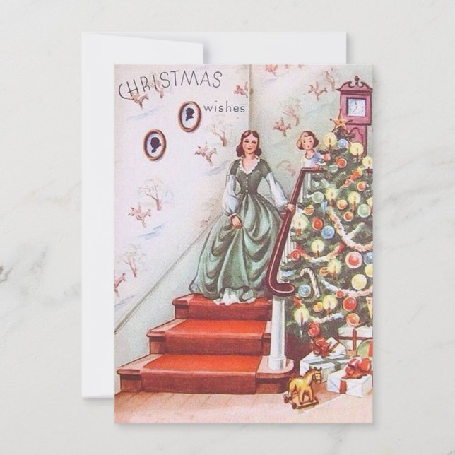 Tarjeta Festiva Vintage Christmas Chica Wiers (Anverso)