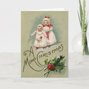 Tarjeta Festiva Vintage Christmas Children