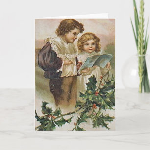Tarjeta Festiva Vintage Christmas Children