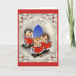 Tarjeta Festiva Vintage Christmas - Children in a Choir,