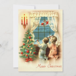 Tarjeta Festiva Vintage Christmas Children See Santa