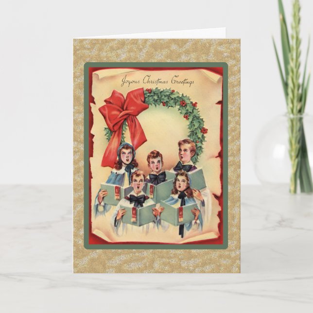 Tarjeta Festiva Vintage Christmas Choir (Anverso)